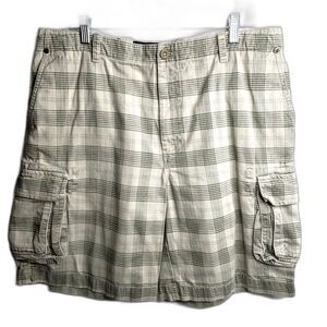 Izod Rock Washed Mens Shorts Size 36 Brown Plaid HIking Cargo Outdoor Fishing